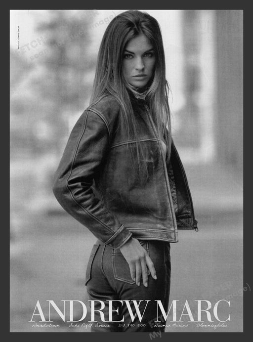 Andrew Marc Luxury Leather Jacket Sexy Model 1990s Print Advertisement Ad 1996 Fetch the Paper!