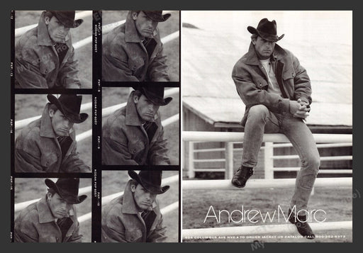 1990 Andrew Marc Outerwear Cowboy Model Print Advertisement (2 Pages)