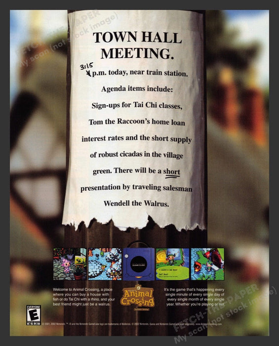 2002 Animal Crossing "Town Hall Meeting" Video Game Print Advertisement