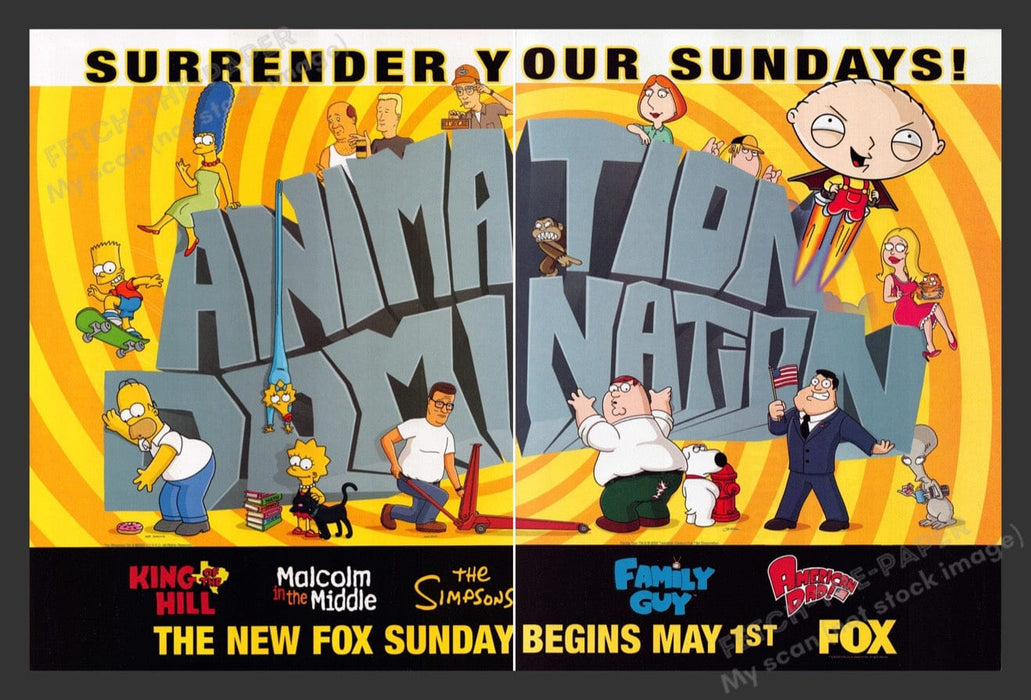 2005 Animation Domination Fox T.V. Shows Print Advertisement (2 Pages)