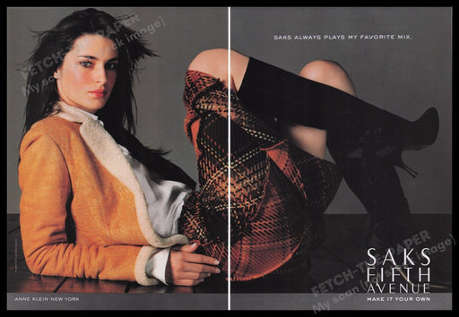 Anne Klein Clothing 2000s Print Advertisement (2 pages) 2002 Legs Plaid Skirt Fetch the Paper!