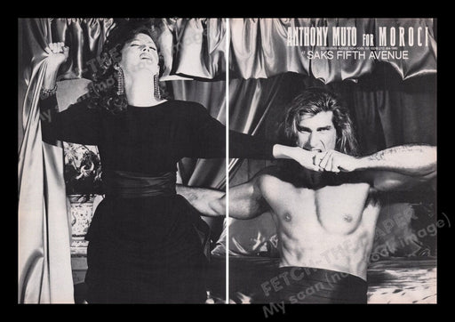 Anthony Muto for Moroci 1980s Print Advertisement Ad (2 pages) 1987 Fabio Fetch the Paper!
