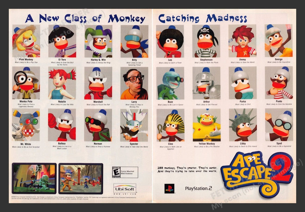 2003 Ape Escape 2 Video Game Print Advertisement (2 Pages)