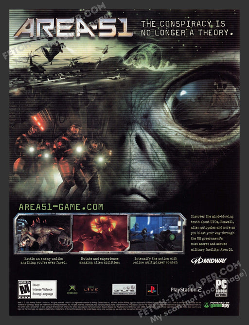 2005 Print Advertisement Area-51 Aliens Video Game Ad.