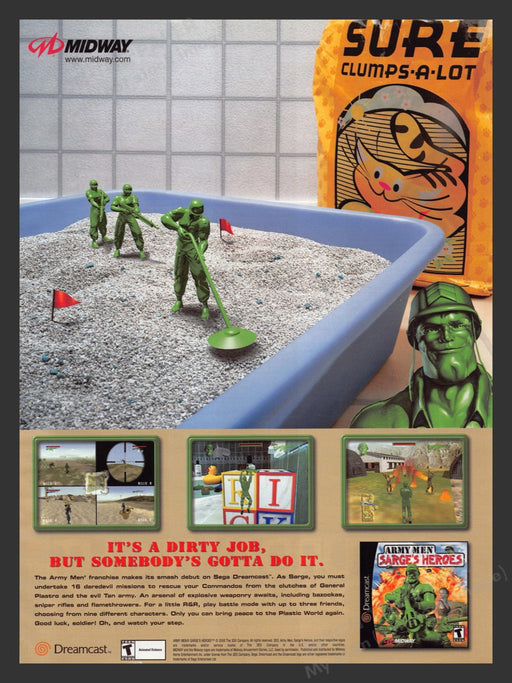 2000 Army Men Sarge's Heroes Video Game Print Advertisement.