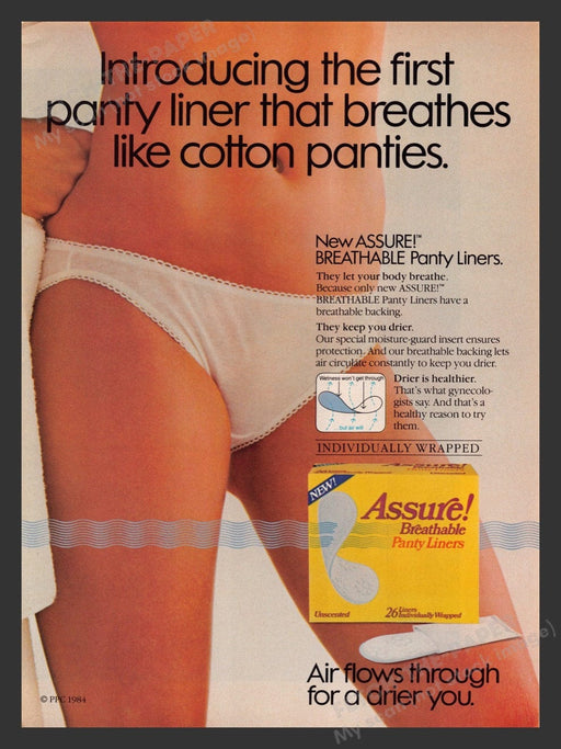 1984 Assure Breathable Panty Liners Hand on Hip Underwear Print Advertisement Ad