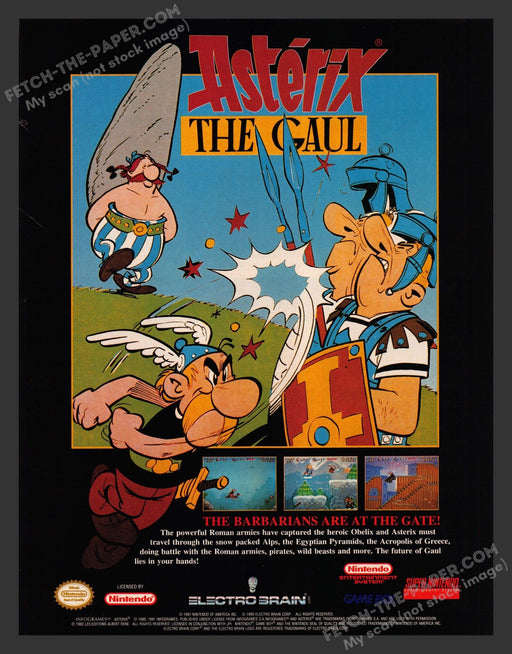 Asterix the Gaul Video Game 1990s Print Advertisement Ad 1993 Fetch the Paper!