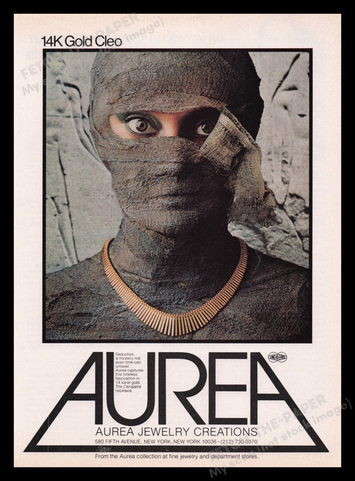 Aurea Jewelry Creations 1970s Print Advertisement Ad 1979 Mummy Wrap Fetch the Paper!