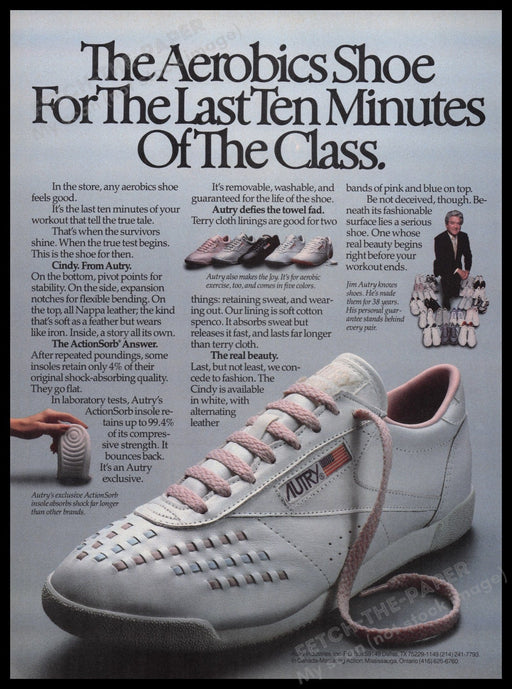 Autry Aerobic Shoes 1980s Print Advertisement Ad 1985 Class Workout Fetch the Paper!