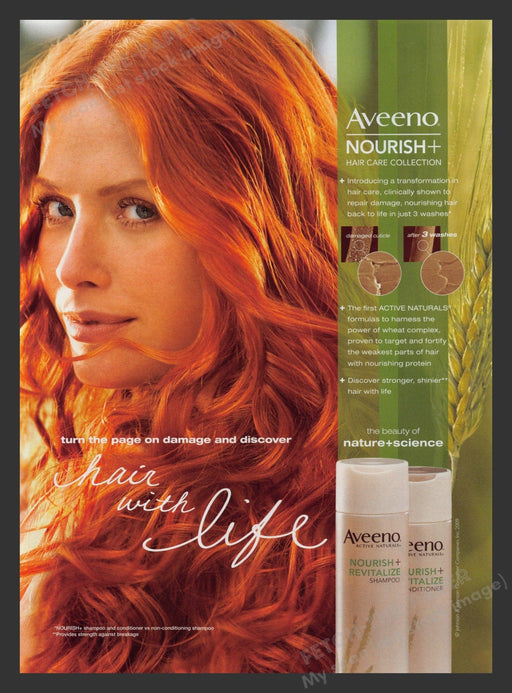 Aveeno 2000s Print Advertisement 2010 Beautiful Red Hair Fetch the Paper!