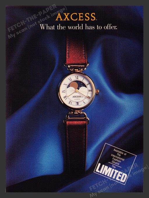 1987 Axcess Watches Moon & Stars Print Advertisement Ad