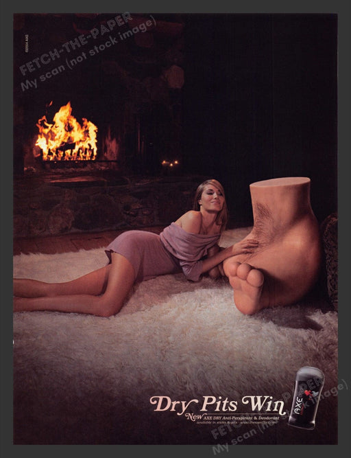 2004 Axe Deodorant "Dry Pits" Rug Fireplace Print Advertisement Ad