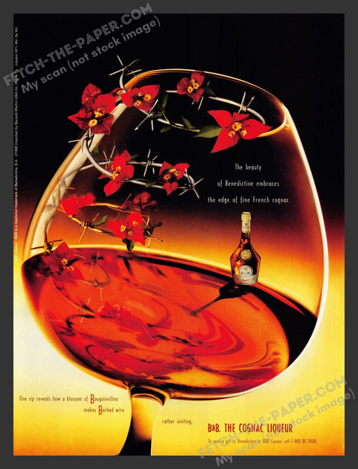 1998 Print Advertisement B & B Cognac Liqueur Wine Glass Alcohol Ad.