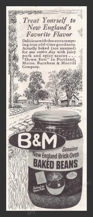 1948 B & M New England Brick-Oven Baked Beans Print Advertisement Ad