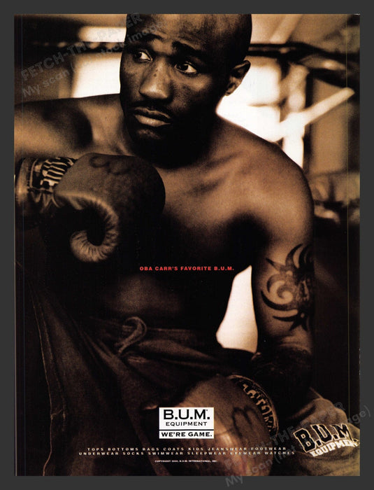 2000 B.U.M. Equipment Clothing Oba Carr Boxing Athlete Print Advertisement Ad.