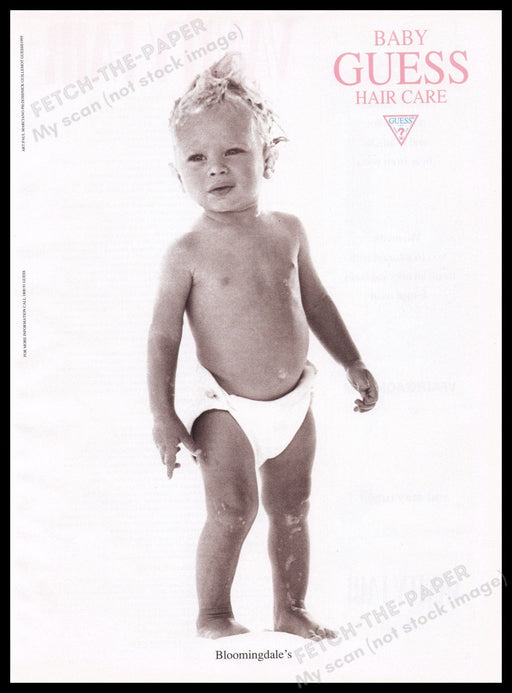 Baby Guess Hair Care 1990s Print Advertisement Ad 1995 Cute Toddler Fetch the Paper!