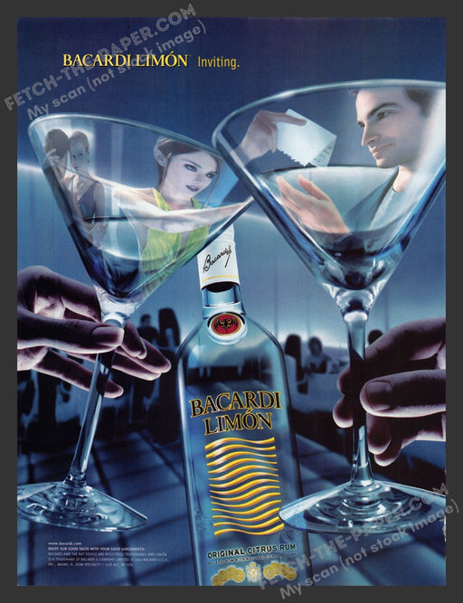 2002 Print Advertisement Bacardi Limon Citrus Rum Inviting Glassware Alcohol Ad.