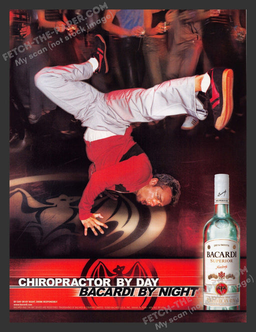 2003 Print Advertisement Bacardi Rum Breakdancing Alcohol Ad.