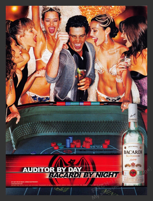 2002 Bacardi Rum Las Vegas Craps Table Show Girls Print Advertisement Ad