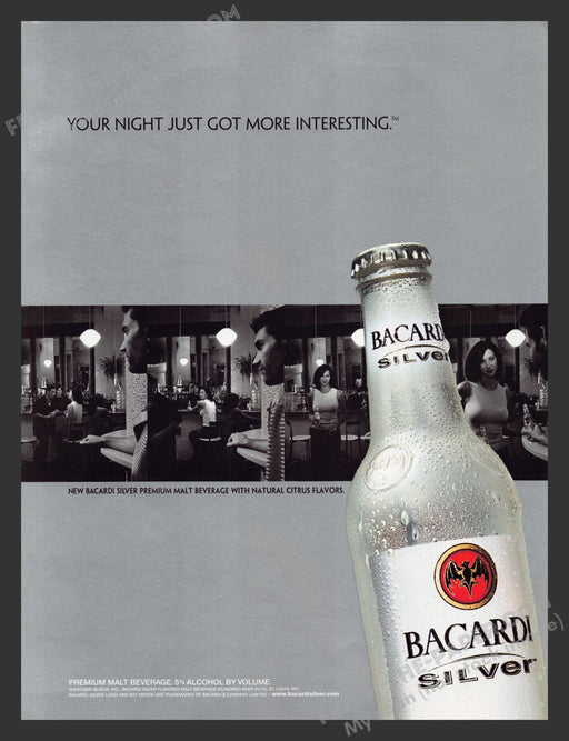 2002 Print Advertisement Bacardi Silver Premium Malt Alcohol Ad.