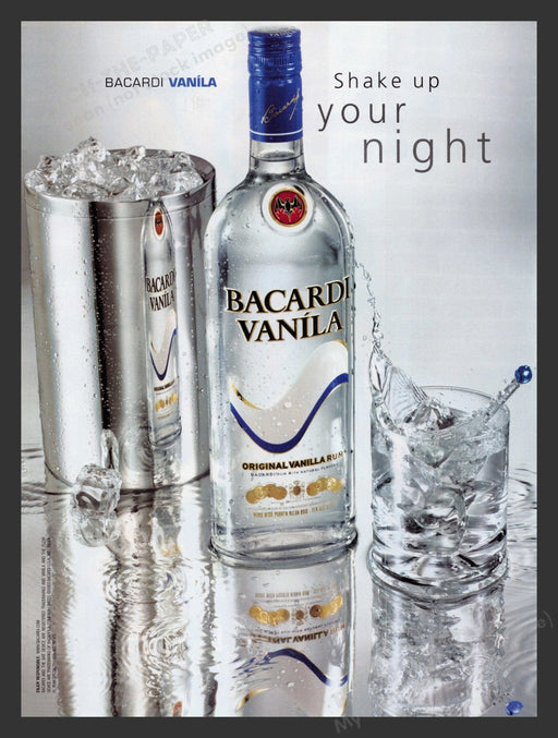 2003 Bacardi Vanilla Rum Alcohol Shake Up Your Night Print Advertisement Ad.