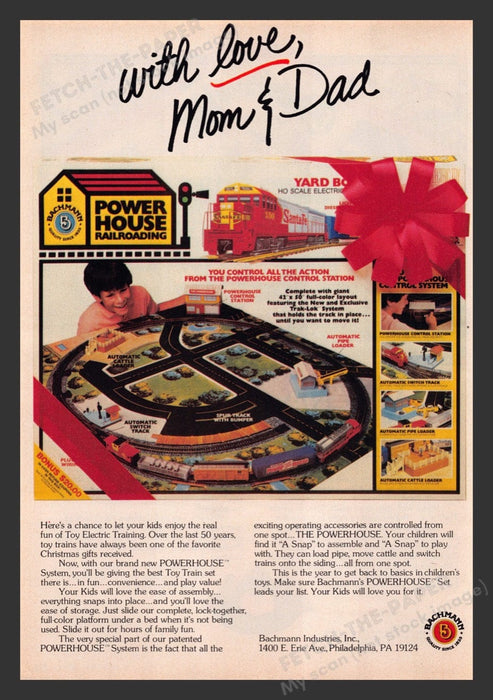 1983 Bachmann Powerhouse Railroading Santa Fe Train Toy Print Advertisement Ad