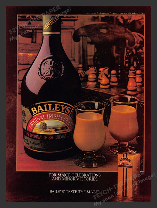 Bailey's Irish Cream Chess Minor Victories 1980s Print Advertisement 1983 Fetch the Paper!