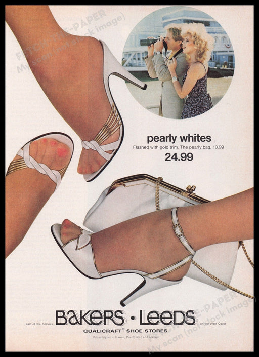 Bakers Leeds Shoes 1980s Print Advertisement Ad 1982 Legs Feet Hosiery Fetch the Paper!