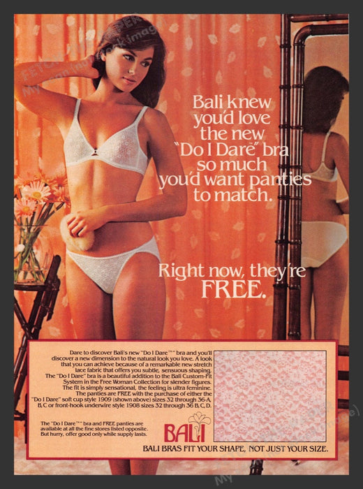 1983 Bali Bras "Do I Dare" Full Length Mirror Print Advertisement Ad