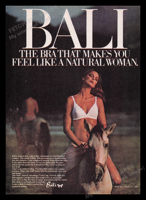 Bali Lingerie 1970s Print Advertisement Ad 1978 Horseback Riding Fetch the Paper!