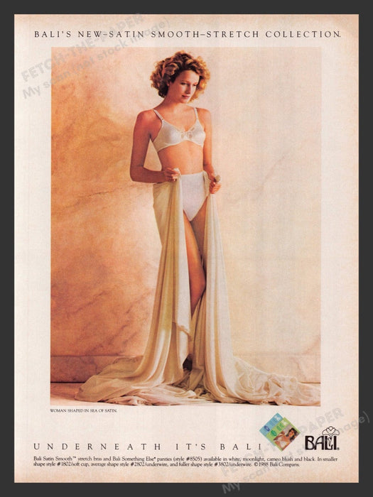 1988 Bali Satin Smooth-Stretch Collection Lingerie Print Advertisement Ad