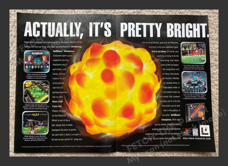 1997 Ball Blazer Champions Fold Out Video Game Poster 10.5" x 14.75"