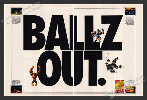 1994 Print Advertisement 2 Page Ballz Out Video Game Ad.