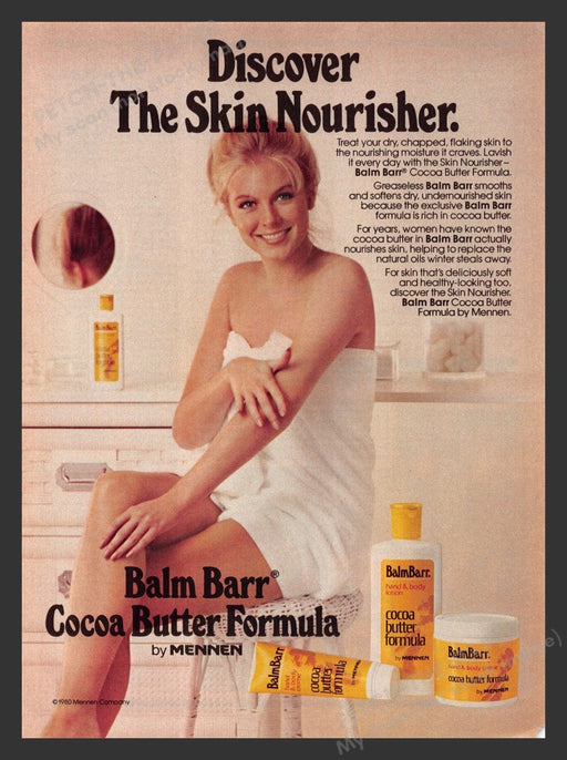 1981 Balm Barr by Mennen Girl in Towel Print Advertisement Ad