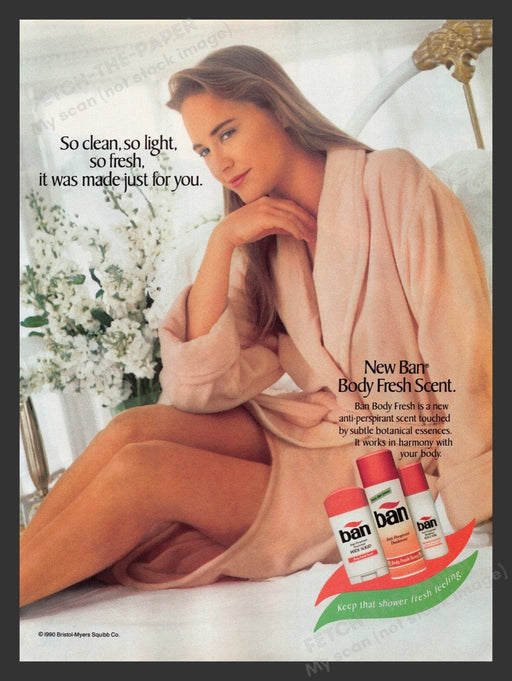 1990 Ban Body Fresh Scent Girl Cloth Robe Legs Print Advertisement Ad