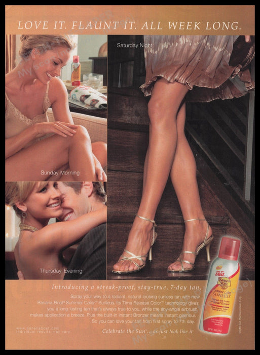 Banana Boat 7-day Tan 2000s Print Advertisement Ad 2006 Legs Heels Fetch the Paper!