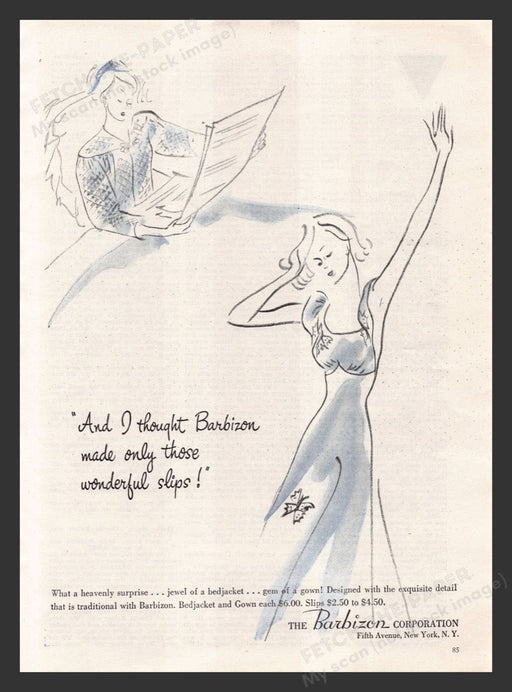 1948 Barbizon Designer Bedjacket & Gown Illustration Print Advertisement Ad