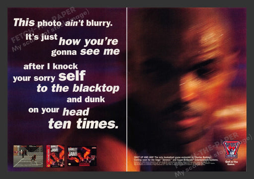 1994 Barkley Shut Up and Jam Charles Video Game Print Advertisement (2 Pages)