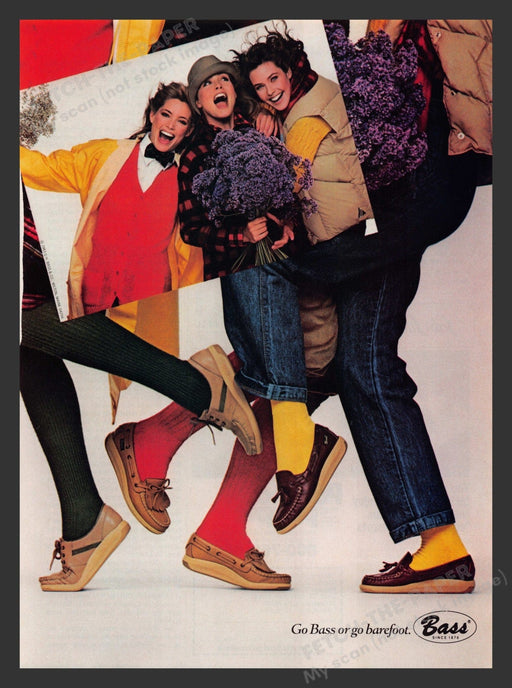 Bass Women's Shoes 1980s Print Advertisement Ad 1983 Fetch the Paper!