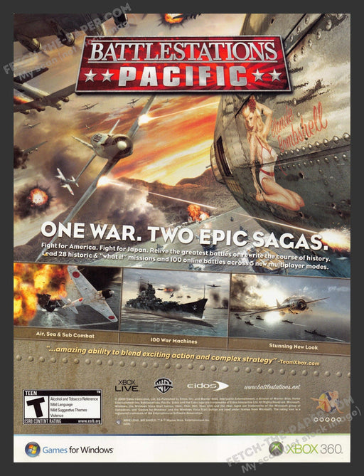 2009 Print Advertisement Battlestations Pacific Video Game Ad.