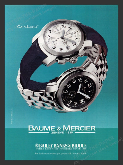 1999 Baume & Mercer CapeLand Watch Print Advertisement Ad