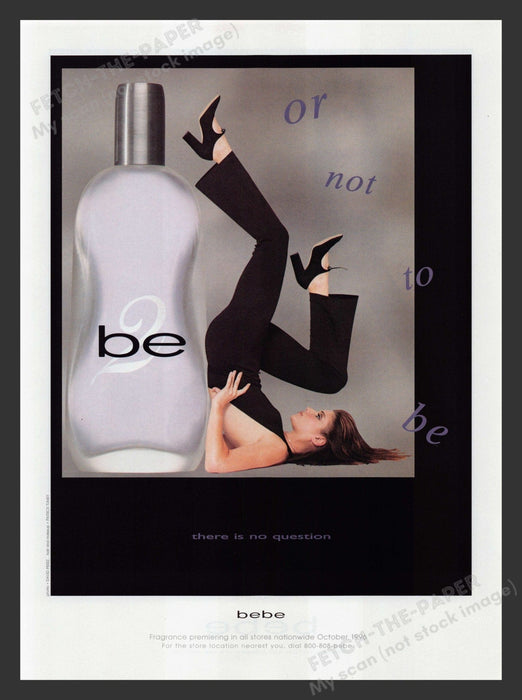 Be2 Bebe Fragrance Legs Upside Down 1990s Print Advertisement Ad 1996 Fetch the Paper!