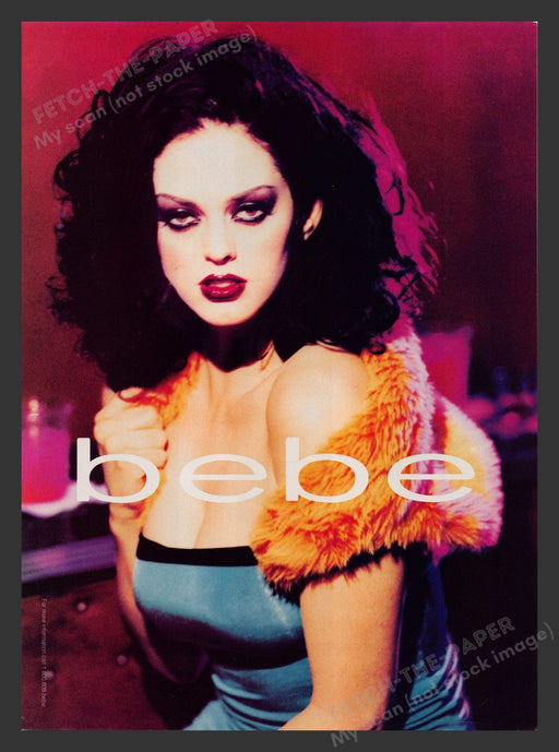 bebe 1990s Print Advertisement 1998 Rose McGowan Bad Girl Style Fetch the Paper!