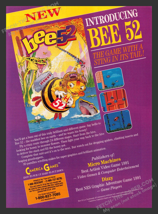 1992 Print Advertisement Bee 52 Video Game Ad.