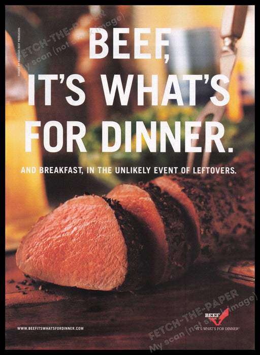 Beef It's What's For Dinner 2000s Print Advertisement Ad 2003 Fetch the Paper!