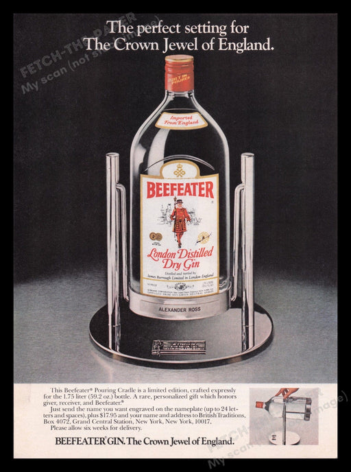 Beefeater Dry Gin 1970s Print Advertisement Ad 1978 Crown Jewel of England Fetch the Paper!