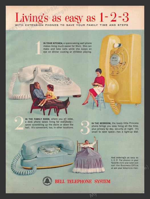 1963 Bell Telephone System "Living's as easy as 1-2-3" Print Advertisement Ad