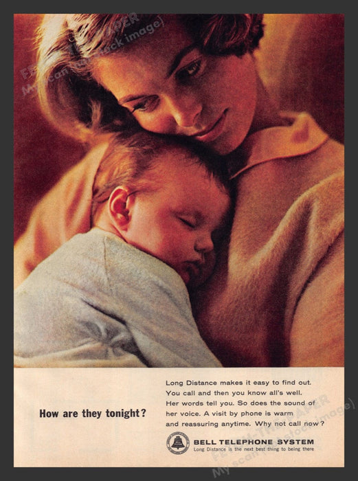 1964 Bell Telephone System Mom and Baby Print Advertisement Ad