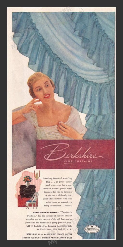 1948 Berkshire Fine Curtains Blue Color Print Advertisement Ad