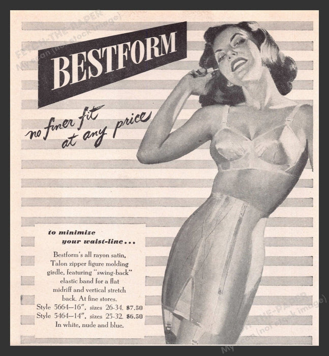 1948 Bestform Girdle Rayon Satin Talon Zipper Print Advertisement Ad